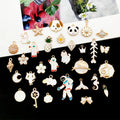 Assorted Enamel Charms 15-35mm Gold Tone Zinc Alloy Astronaut Animal Flower Mix for Bracelet Making MegaBDM