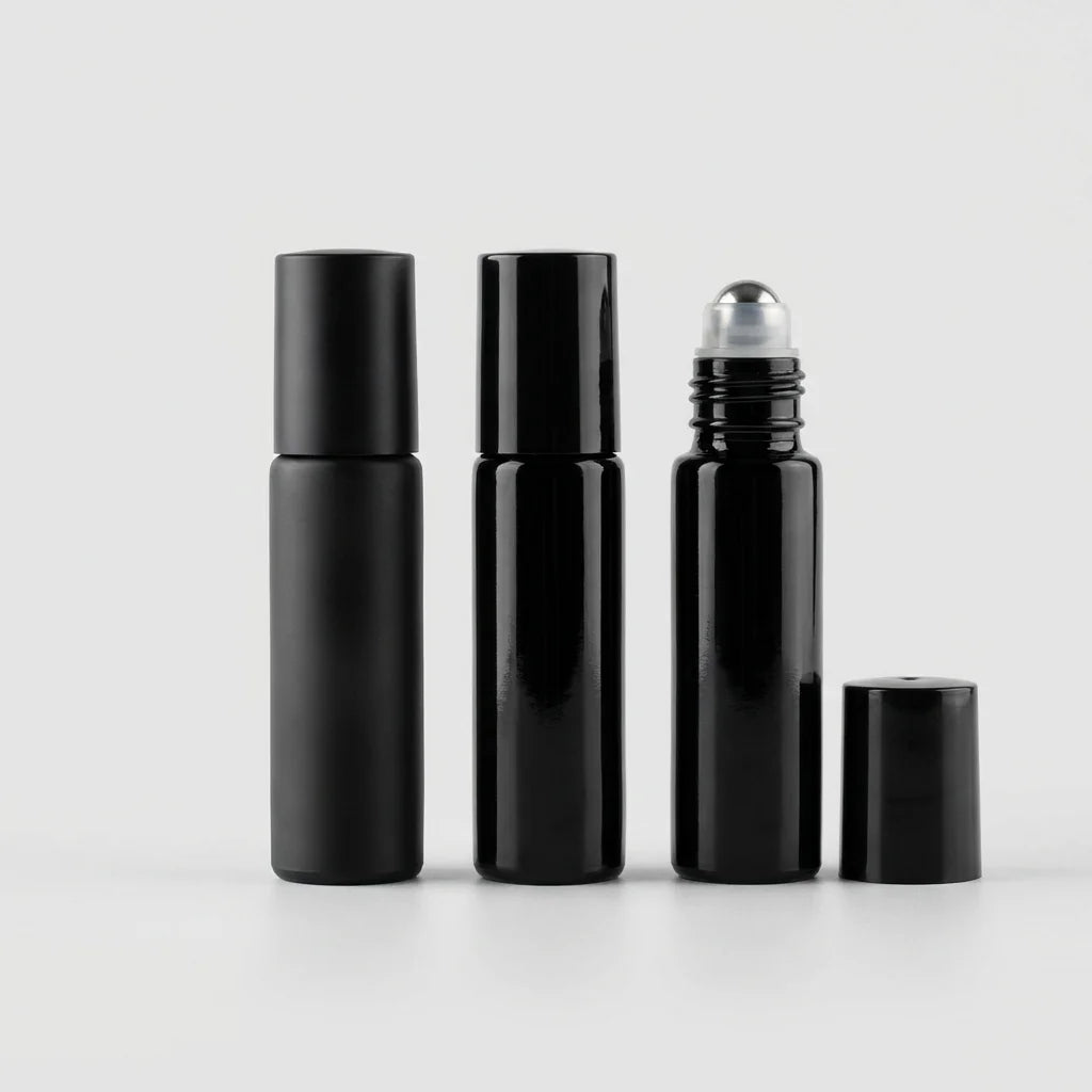Hot Sale Factory Price Essential Oil Packaging 10ml Empty Glass Roll on Perfume Matte Black Roller Bottle