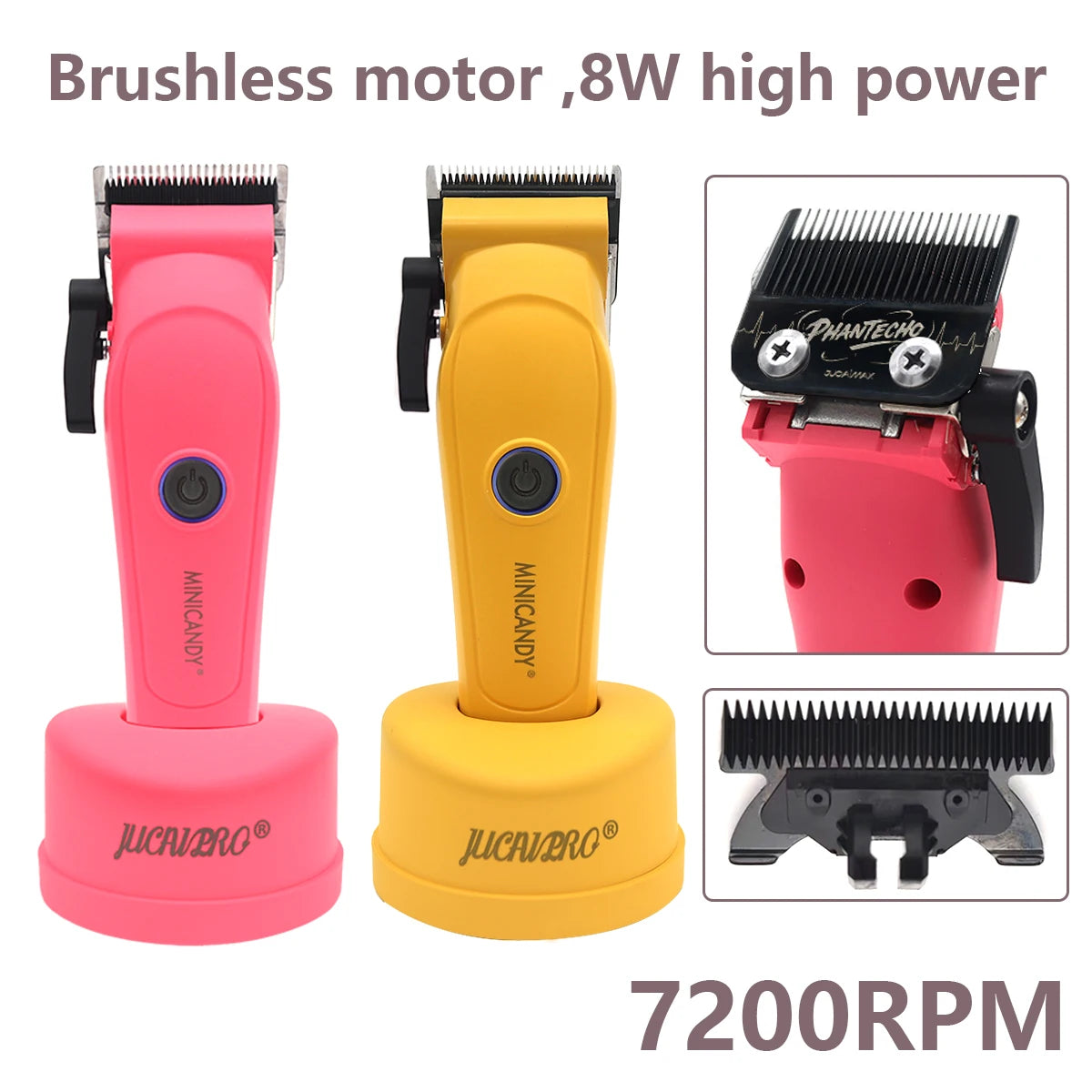 JUCAI Mini Candy JC-06 Professional Clipper 7200RPM Brushless Motor Fade Blade with Base Charger Precision Hair Machine