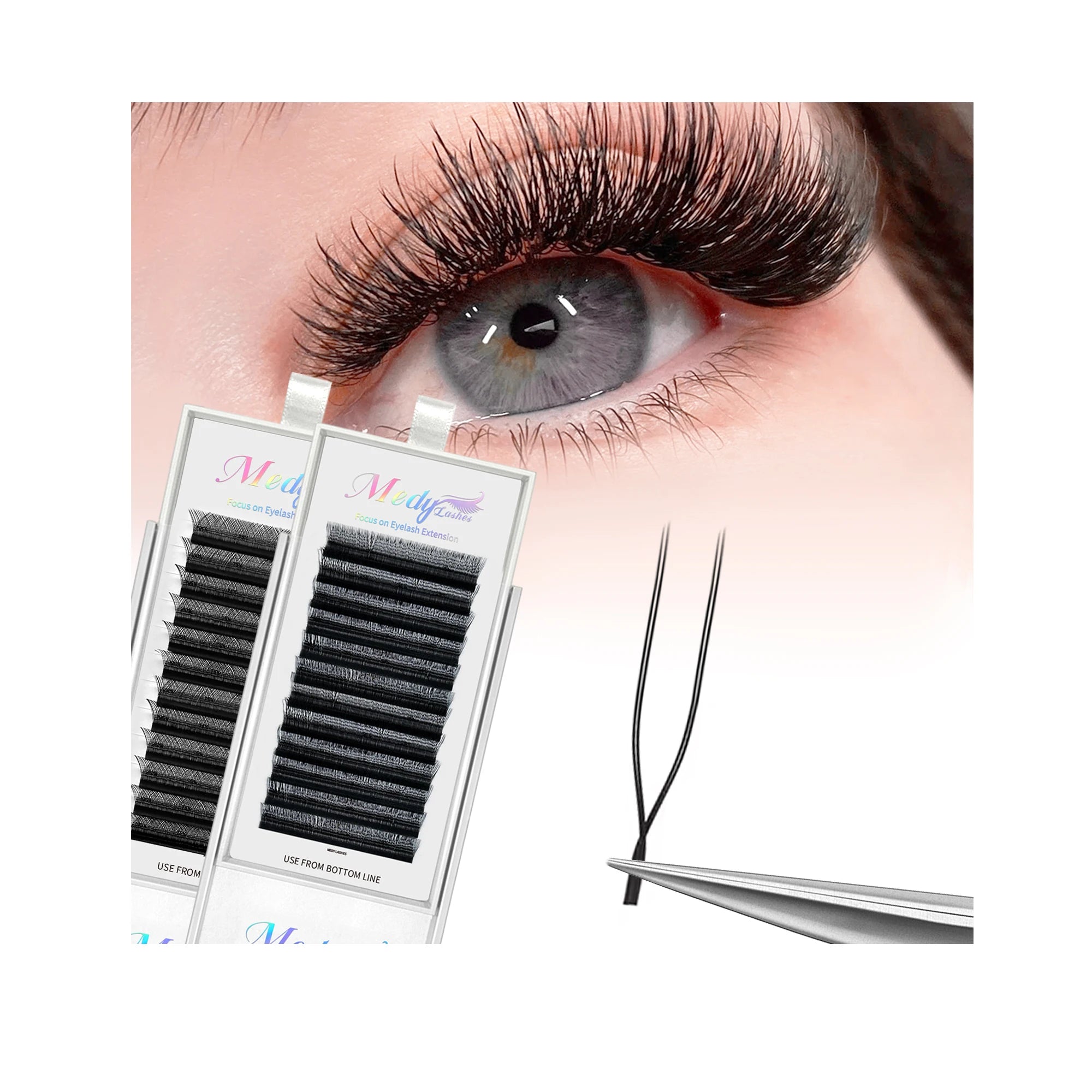 MedyLash U Yy W Shape Mink Eyelash Extensions TraysVelvet  Lashes Supplies Lash Fan Extension De Pestana Pesta As Pelo a Pelo