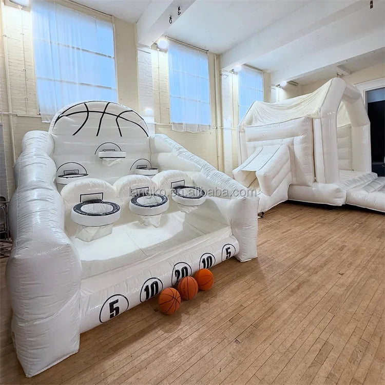 White Inflatable Basketball Giant Inflatable Basketball Toss Outdoor Inflatable Basketball Game Carnival Inflatable Sports MegaBDM