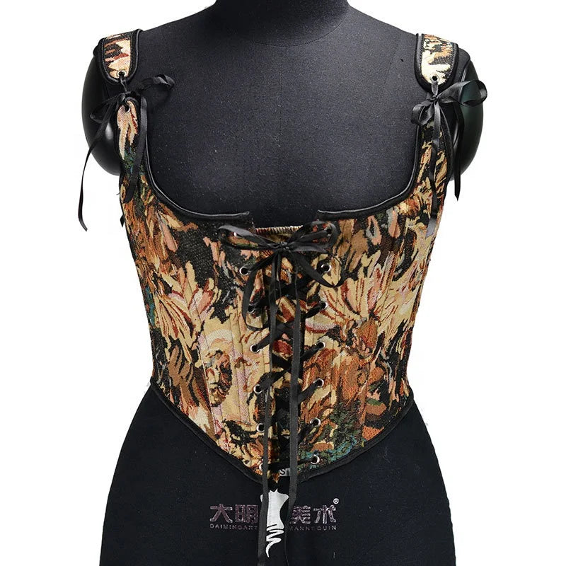 Spring New Plus Size Floral Jacket Body Shaper Ribbon Bodysuit Short Vest Women's Bodysuit Corset for Body Shape