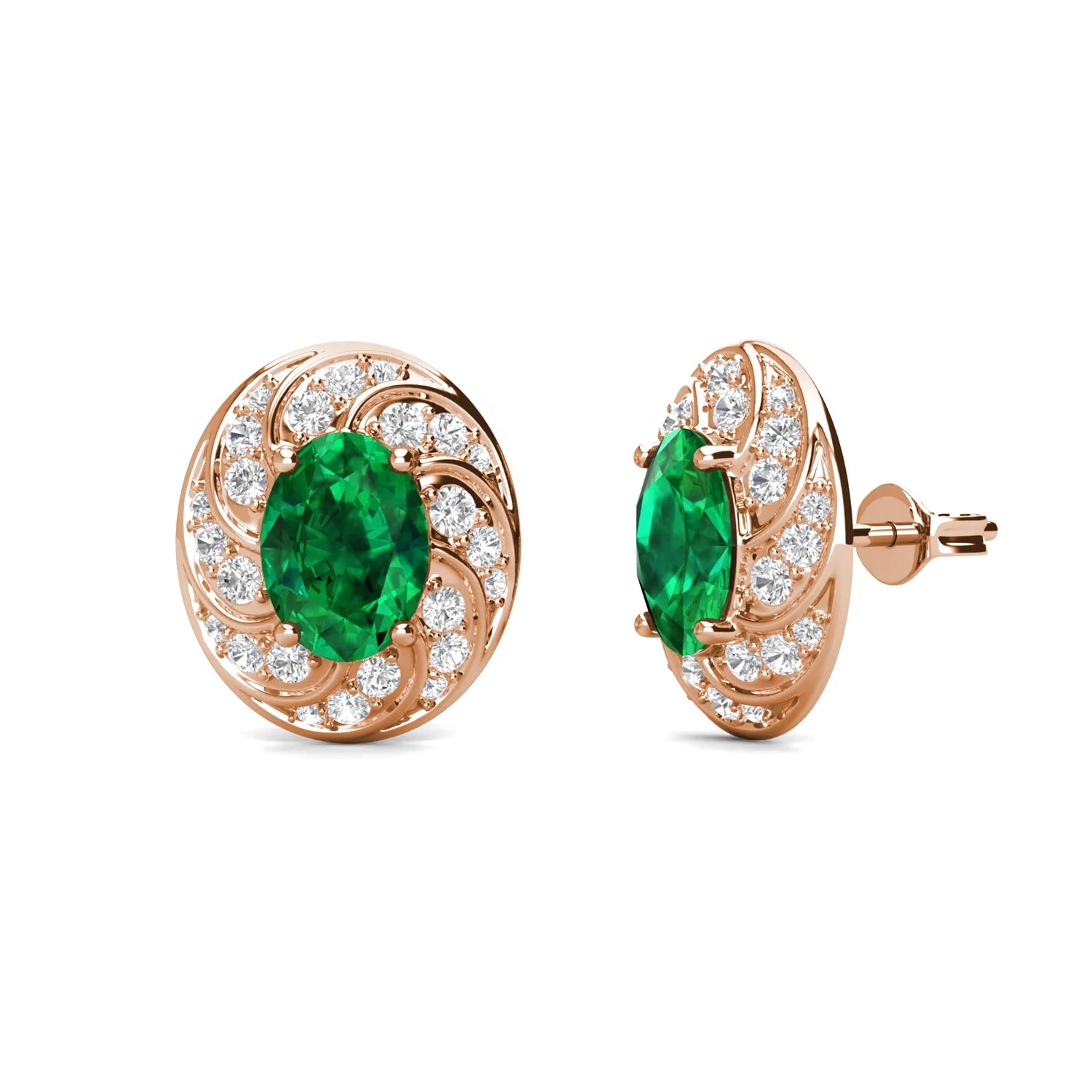 Argento 925 Orecchini Gioielli Da Donna Di Lusso Lab Grown Gem Stone Oval Cut Green Emerald Stud Earrings Destiny Jewellery