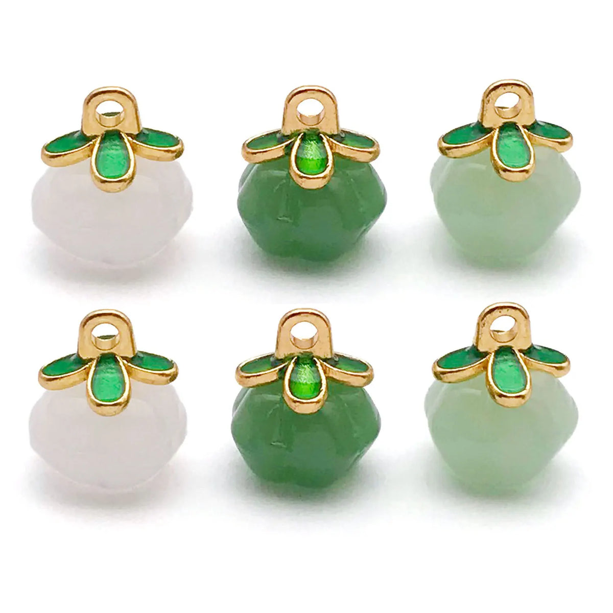 Green Petal Sphere Charm Gold Tone Alloy Floral Cap for Hanfu Hairpin Accents MegaBDM