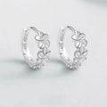 Delicate 925 Sterling Silver Camellia Flower Zircon Huggie Earrings for Women
