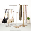 Durable Stainless Steel Custom Logo T Luxury Gold Women Purse Bag Display Stand