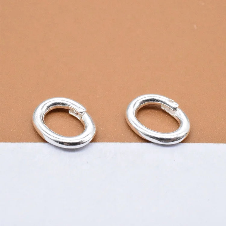 Round Oval Silver Locking Jump Rings No Solder Open to Closed Jump Ring Round Clasp Jewellery Findings Size 6mm 8mm 10mm