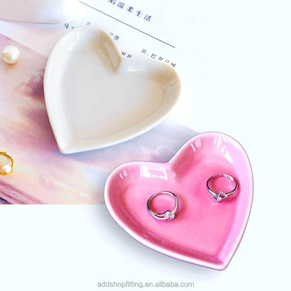 Heart plate Ceramics Necklace Ring Jewelry Tray for Display