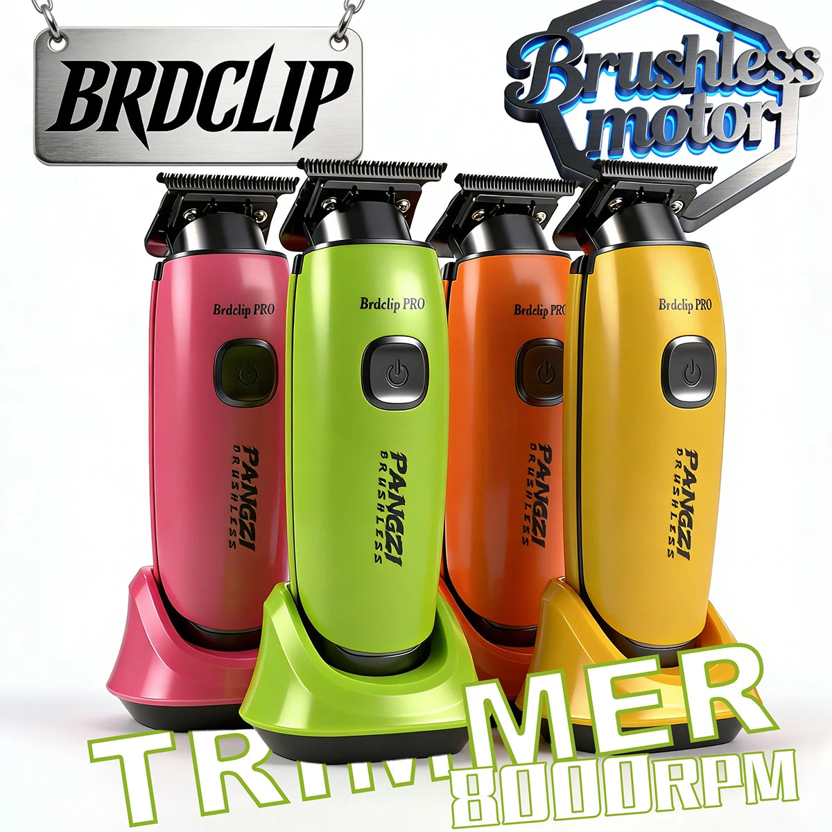 BRDCLIP BRD-729 Professional Electric Hair Trimmer 8000RPM Brushless Motor DLC Blade with Base Men BarberShop Carve Hair Clipper