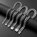 316 Stainless Steel Plated 18k Gold Fashion 8.10.12mm Encrypted Cuban Chain Rap Hip Hop Men Women Bracelet Necklace Accessories