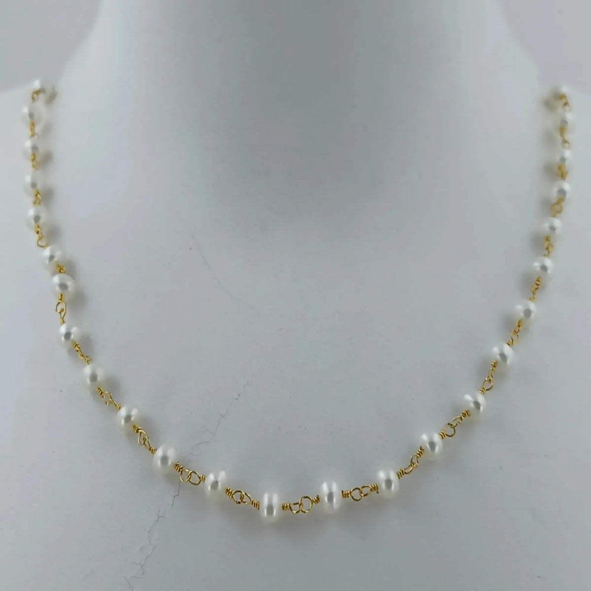 Freshwater Pearl Beaded Link Chain Necklace 925 Sterling Silver Handmade Bohemian Wedding Anniversary Gift for Her 8 Gram MegaBDM