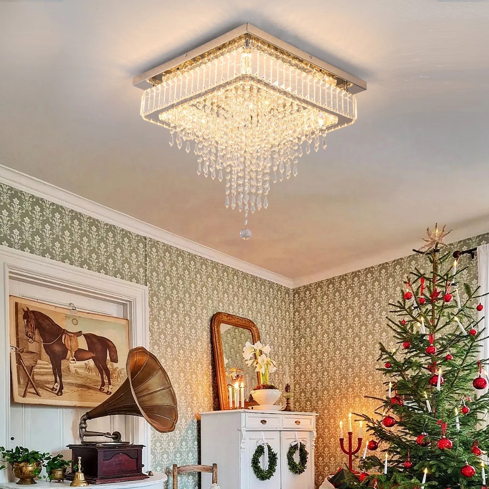 Customized  Intelligent LED Embedded Crystal Ceiling Light for  Network Business