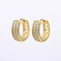 Fine Jewelry 2 Row Zircon Hoop Earrings 925 Sterling Silver S Hollow Out Design 14K Gold Plated Small Hug Earrings Women