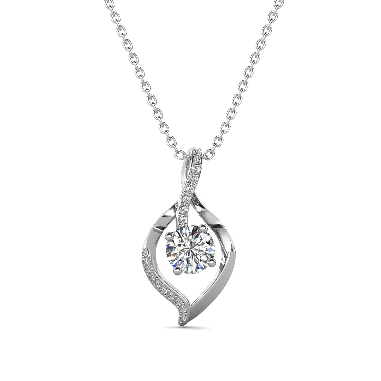 Environmental Friendly GRA Certified Moissanite Diamond 925 Sterling Silver Twist Pendant Necklace for Women Destiny Jewellery
