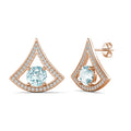 2023 Natural Gemstone Blue Topaz Jewelry 925 Silver 18K Gold Plated Fan Shape Dream Stud Earrings for Women Destiny Jewellery