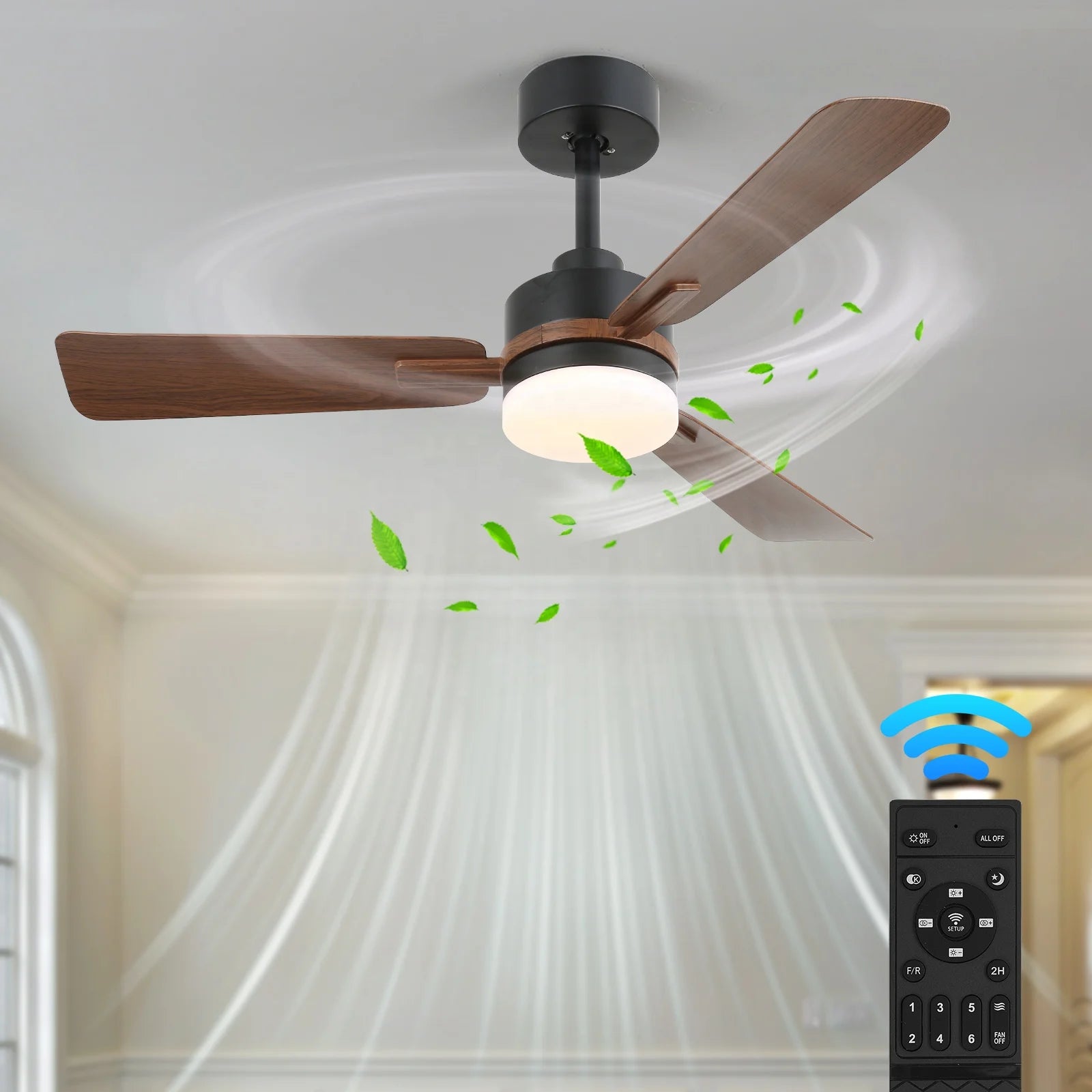 Wholesale 42 Inch Smart Led Light Ceiling Fan Construction Project Lighting Ndoor Fan Illumination Lighting and Ceiling Fan