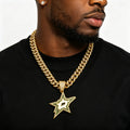 Iced Out America National Hockey League Charm Jewelry Hip Hop Alloy Gold Plated Crystal Dallas Stars Teams Fans Pendant Necklace
