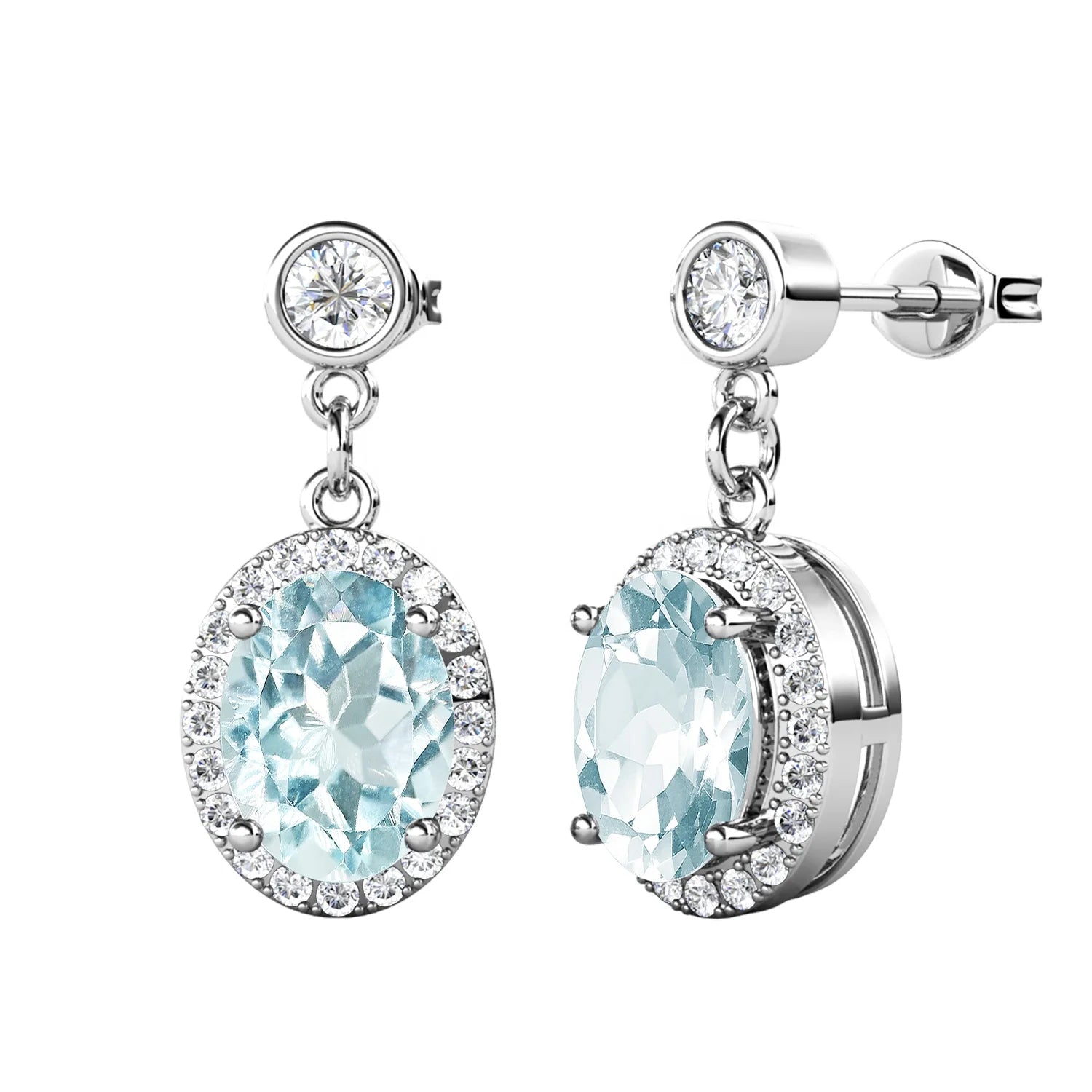 2022 Natural Gem Stone Vintage Blue Topaz Jewelry 925 Silver Birthstone Dangle Drop Earrings Gift for Women Destiny Jewellery