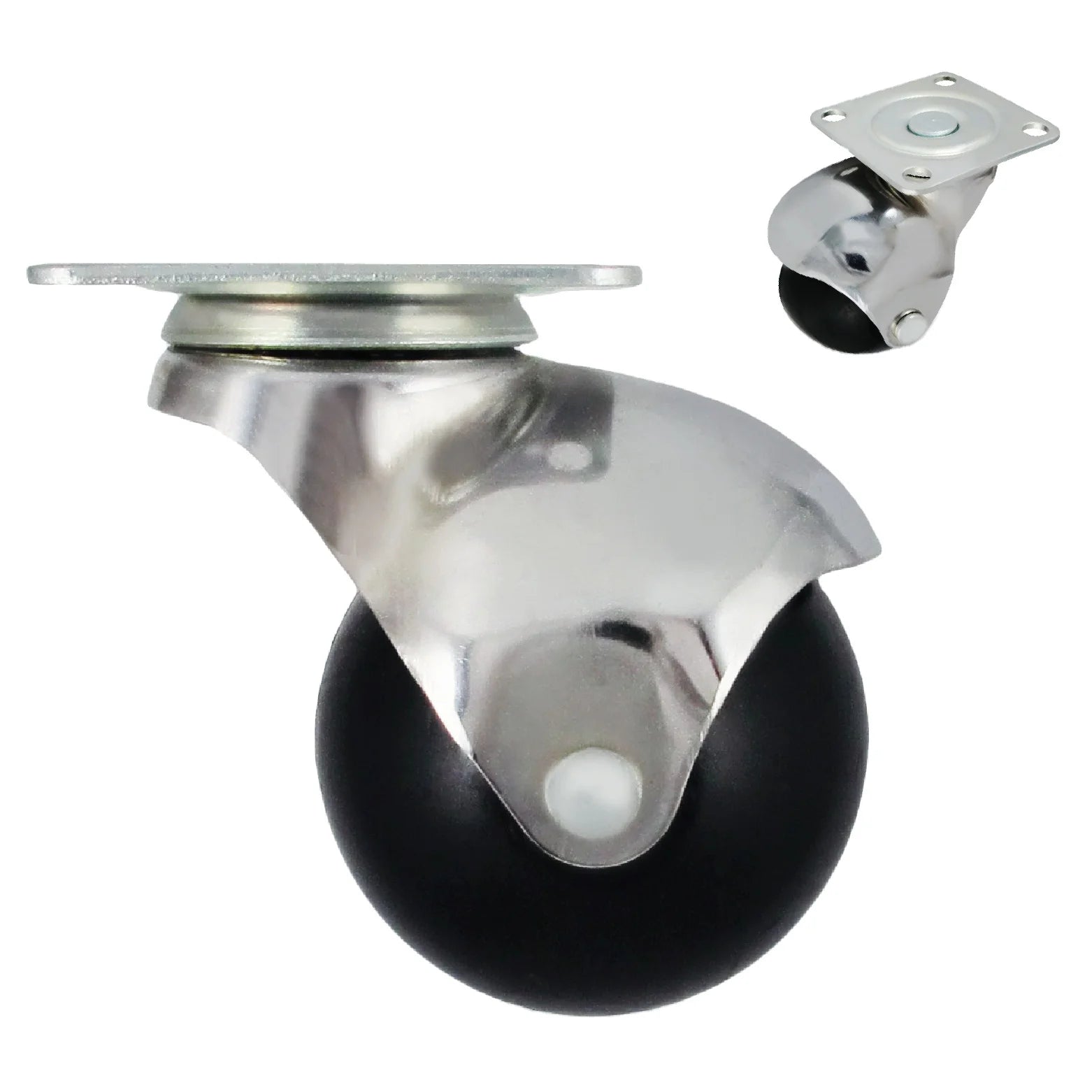 50mm Top Plate Swivel Ball Casters TPR Wheel Dual Ball Bearings Furniture Cabinet Table Replacement Caster Wheel