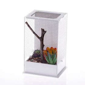PET Eco-Friendly Small Animal Reptile Tank with Acrylic Sides Enclosure for Wolf Spiders & Tree Frogs Breathable Feature