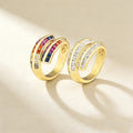 QIKU Fashion Colorful Square Diamond Open Adjustable Rings Gold Plated Bridal Wedding Engagement Jewelry Dropshipping Wholesale