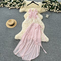 Summer Women's Roman Sets V-Neck Backless Asymmetric Top And Patchwork Lace Skirts Set Clothing Wholesale