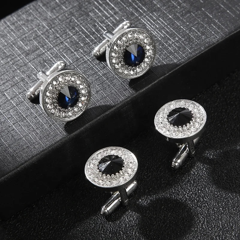 Hot Sale Fashion Round Men Cufflinks 1 Pair of Shirt Suit Cuff Links Jewelry Alloy Classic Stylish Cuff Links for Men