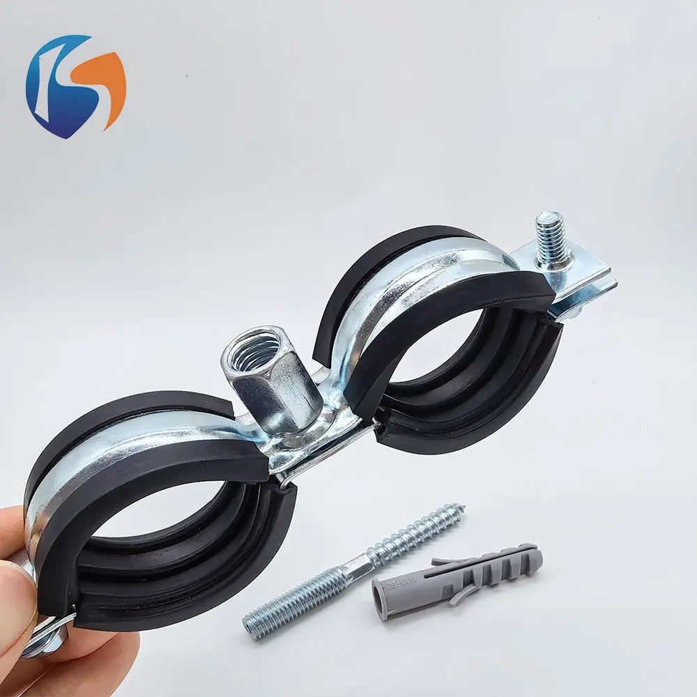 Anti-Vibration EPDM Rubber Insert Pipe Clamp Zinc Plated Pipe Hanging Clip for HVAC Plumbing System MegaBDM