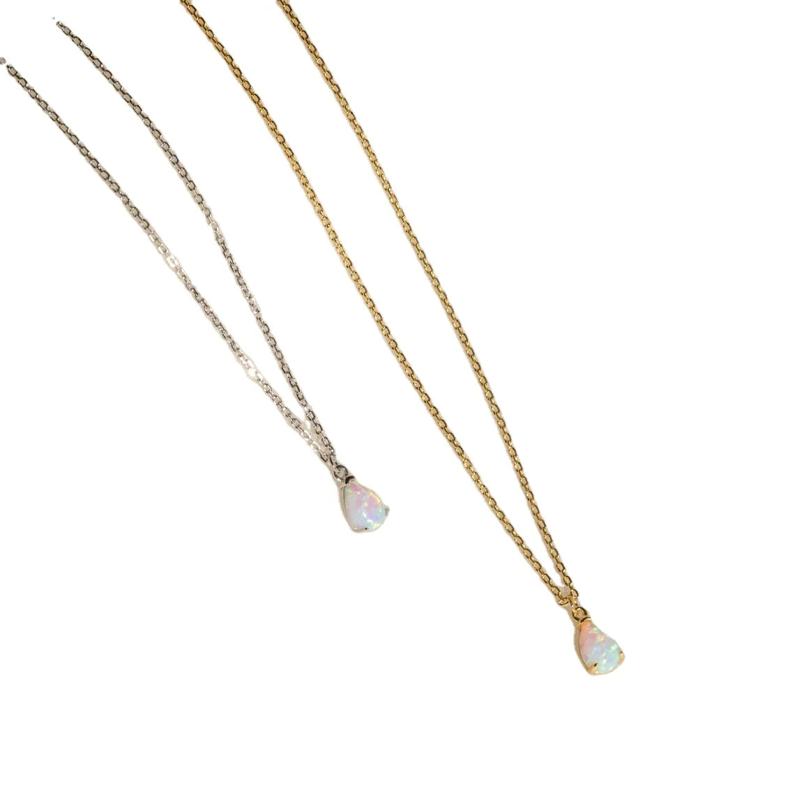 HOYA Exquisite Popular Opal 925 Sterling Silver Teardrop Pendant Rose Gold Chains Wedding Family Festival Anniversary Gift
