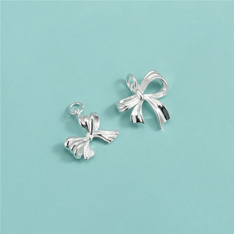 New Higher Quality S925 Sterling Silver Bow Charms for Jewelry Making Finding
