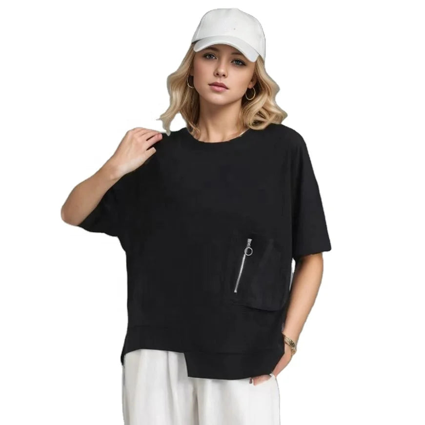 Regular Fit Women's Cotton T-Shirt Vintage Casual Custom Pattern O-neck Jersey Plain Blank Lace Letter Natural 50 Colors Stock