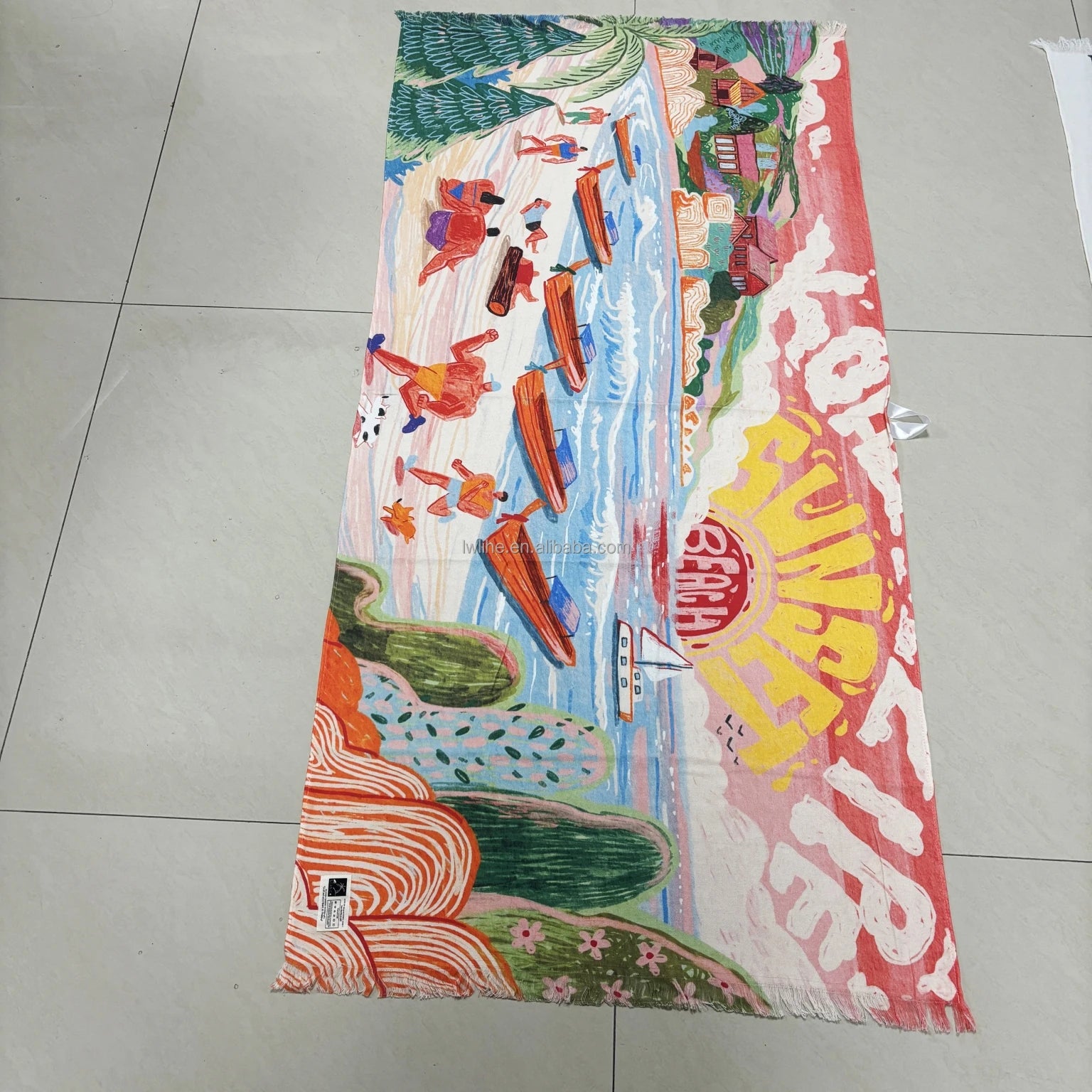 LH-textileFactory Direct Cotton Printed  Printed  Peshtemal Turkish Towel  80 * 160cm Fouta Beach Towel with Tassels