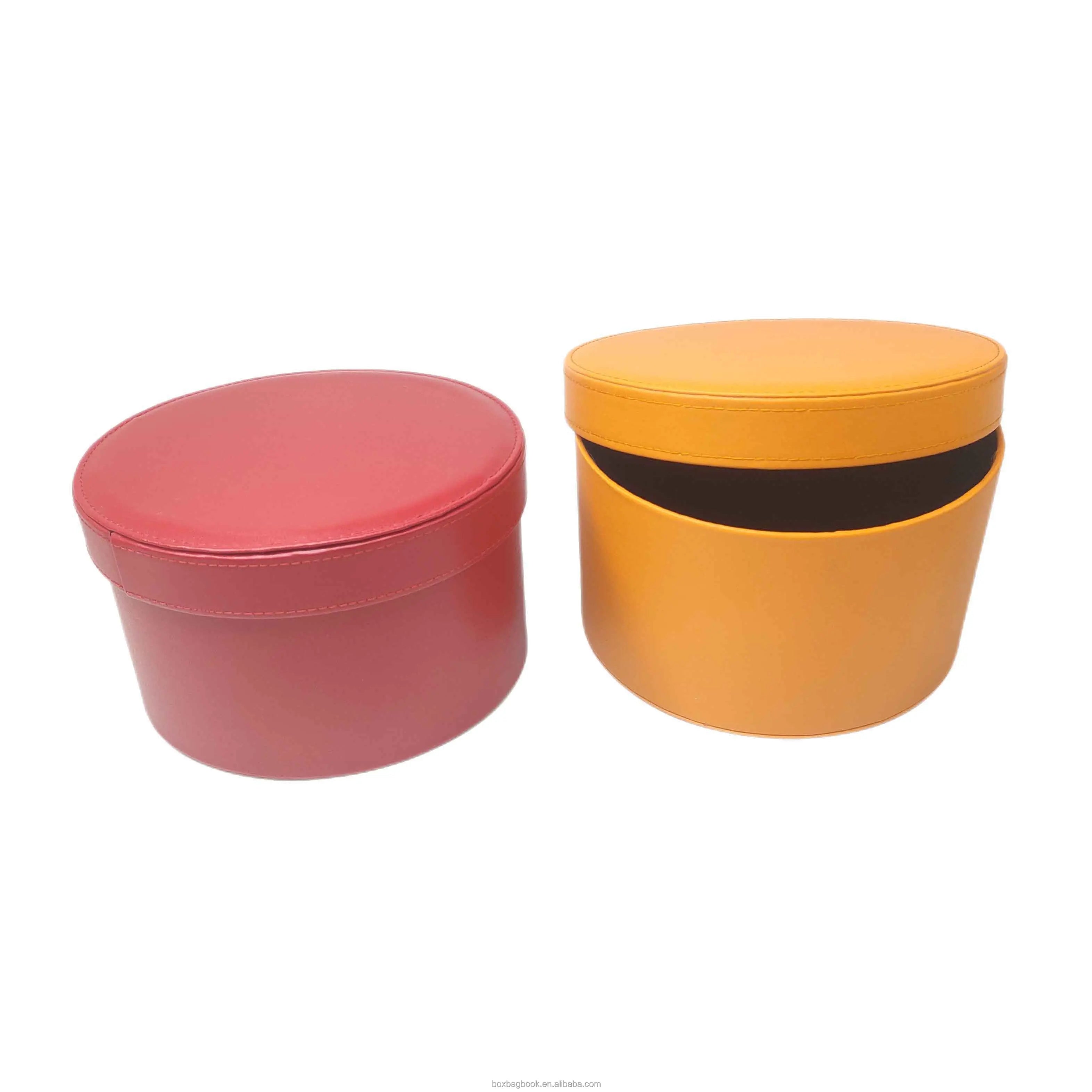 Chocolate Wedding Candy Round Cylinder Leather Package Box Small Holiday Leather Travel Jewelry Storage Boxes with Zipper Lock