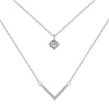 S925 Sterling Silver Geometric Shape High-End Zircon Inlay Wedding  Mother Daughter Best Necklaces for Bride Sets Women