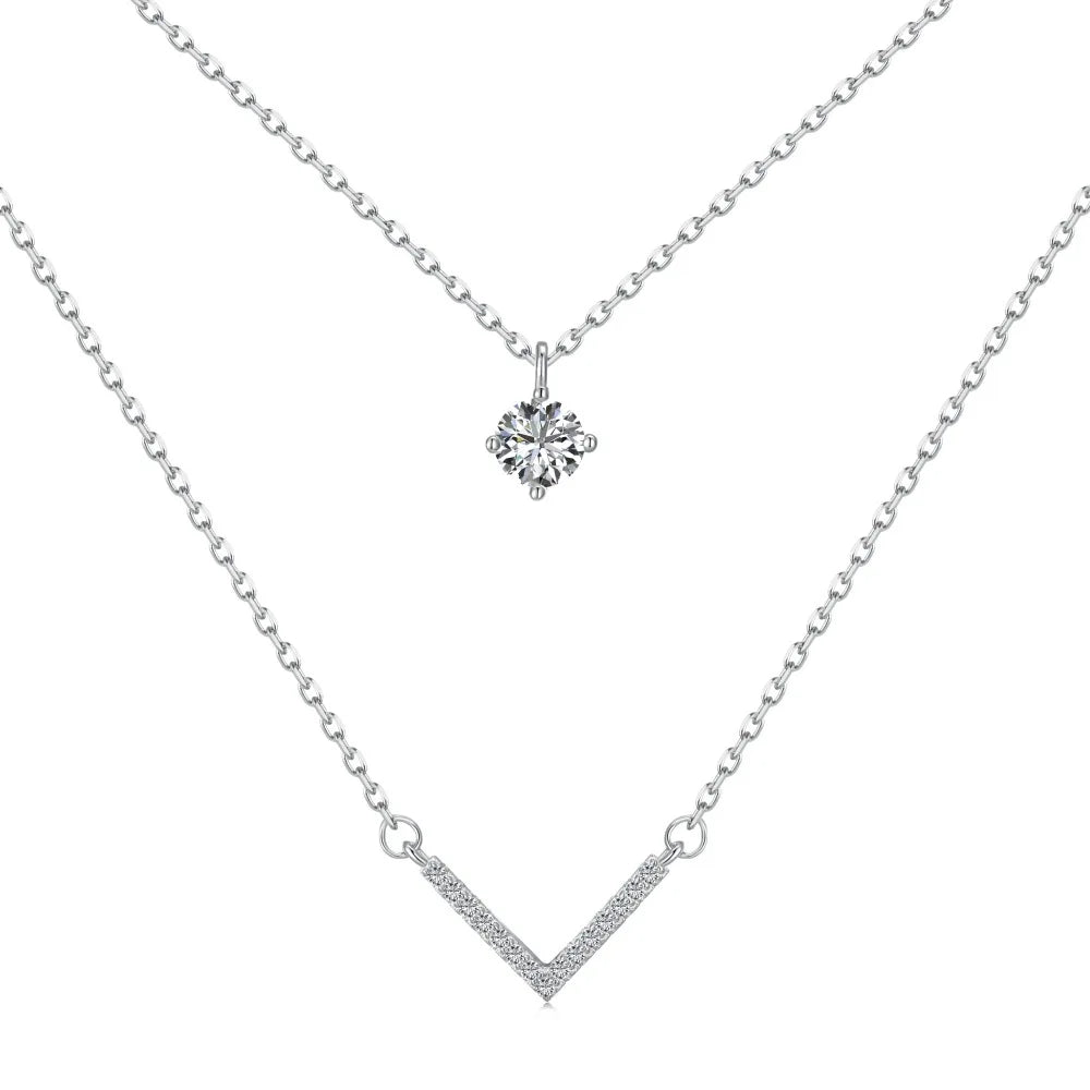 S925 Sterling Silver Geometric Shape High-End Zircon Inlay Wedding  Mother Daughter Best Necklaces for Bride Sets Women
