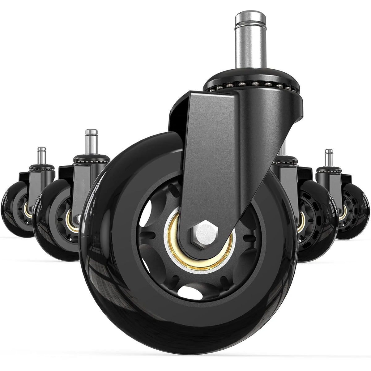 75mm Silent PU Casters with Swivel Wheels for Office Kitchen & Exterior Use-Eco-Friendly Durable Design MegaBDM