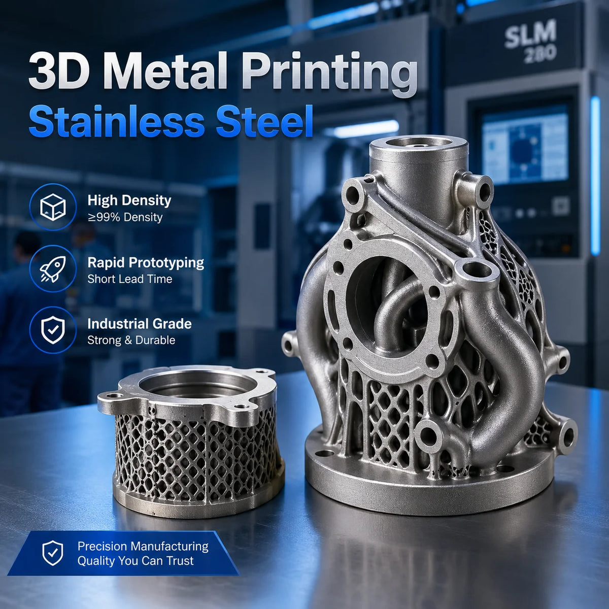 Expert 3D Metal Printing Stainless Fabrication with High Density Rapid Prototyping for Industrial Parts MegaBDM