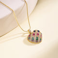 QIKU Crystal Heart Pendant Necklace Zircon Love Pendant Vintage Copper Jewelry for Women