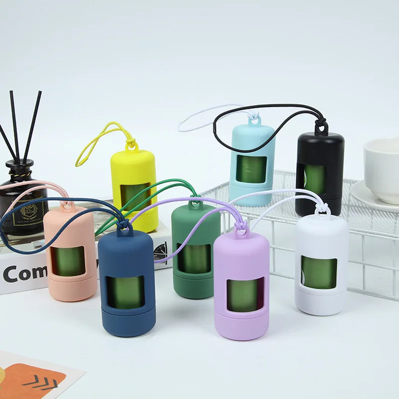 Portable PET Waste Bag Dispenser ABS Material Solid Color Dog Poop Disposal Holder Rechargeable and Stylish Simple Design