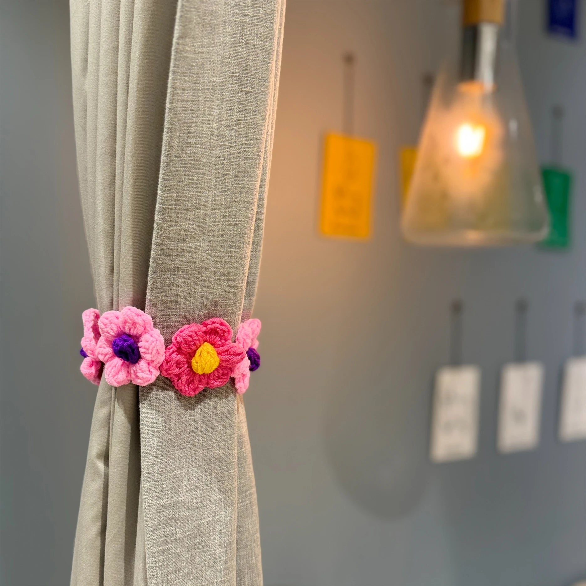 Autumn Traditional Hand Crochet Curtain Tieback Bohemian Puff Daisy Decoration Accessories Living Room Scarf Shawl Holdback