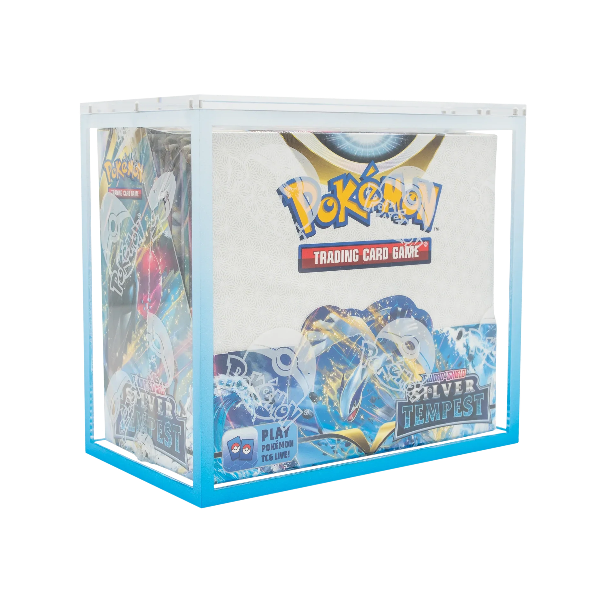 UV Resistant Customizable Gradient Color Border Modern Washable for Pokemon TCG Booster Box Acrylic Display Case Card Game