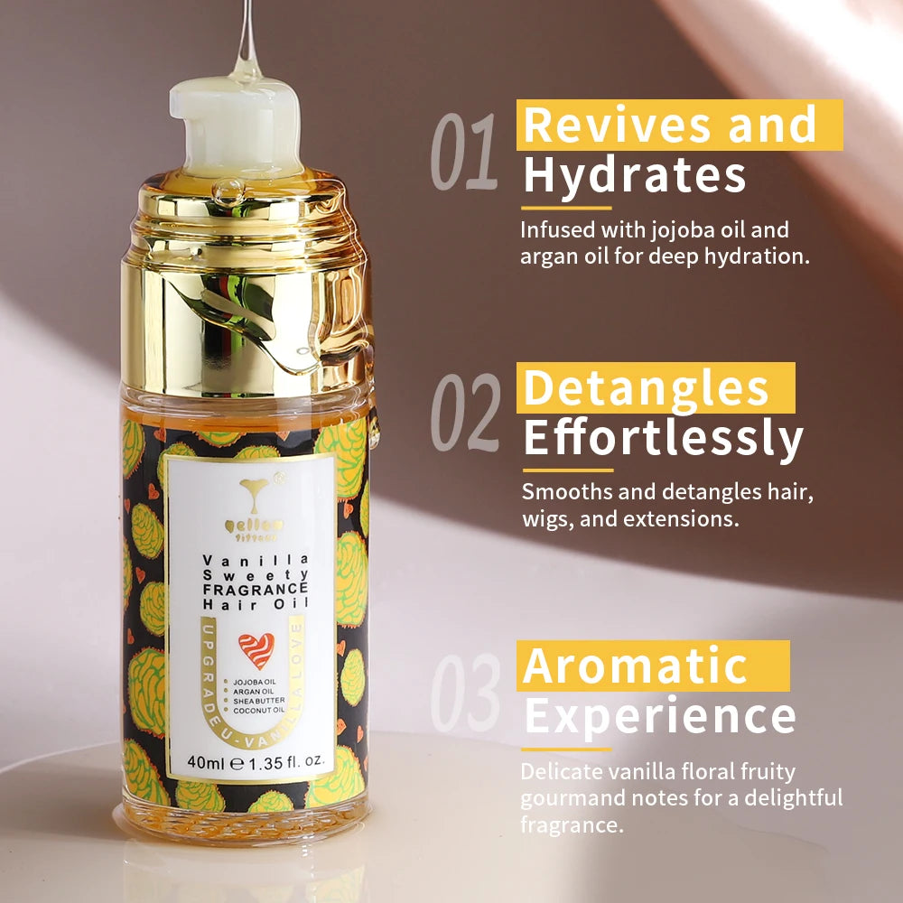 Bulk Vanilla Scented Hair Treatment Oil with Natural Oils Vanilla Fragrance Hair Care Oil Anti Detangling Adds Silk & Shine