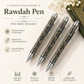 Rawdah Inspired Floral Ballpoint Pen Press Gel Pen Muslim Islamic Stationery Gift Pen Madinah Garden Pattern MegaBDM