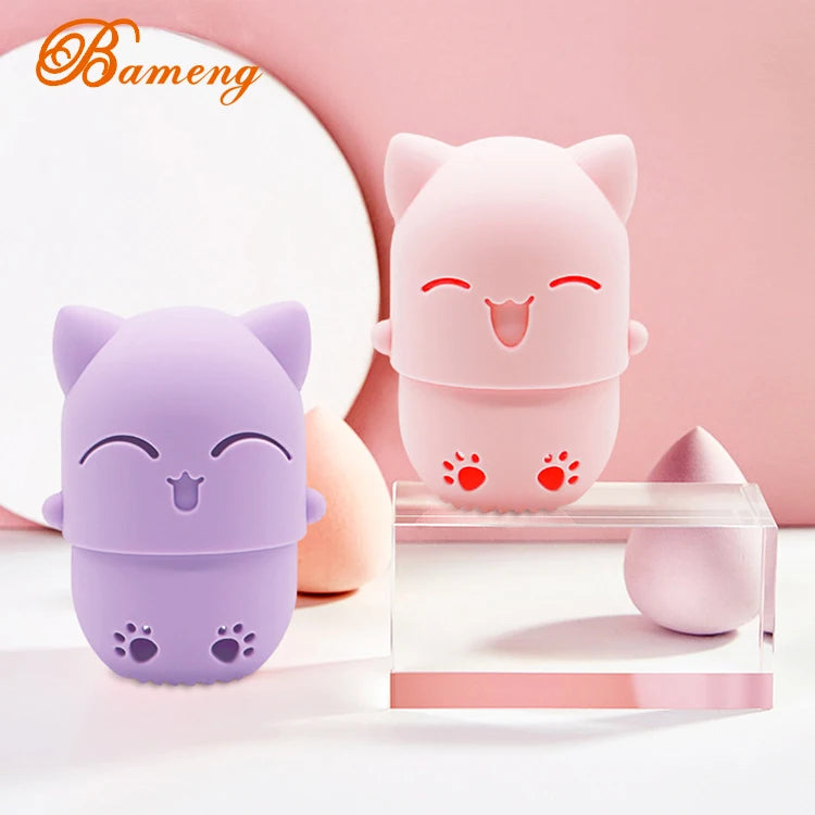 Cat Puff Beauty Sponge Holder  Makeup Sponge Case Foundation Makeup Sponge Protective Case With Puff Beauty Care Makeup Tools