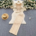 Women's Elegant Sets Sleeveless Top And High Waist Slim Knitted Skirts Set Ropa Wholesale