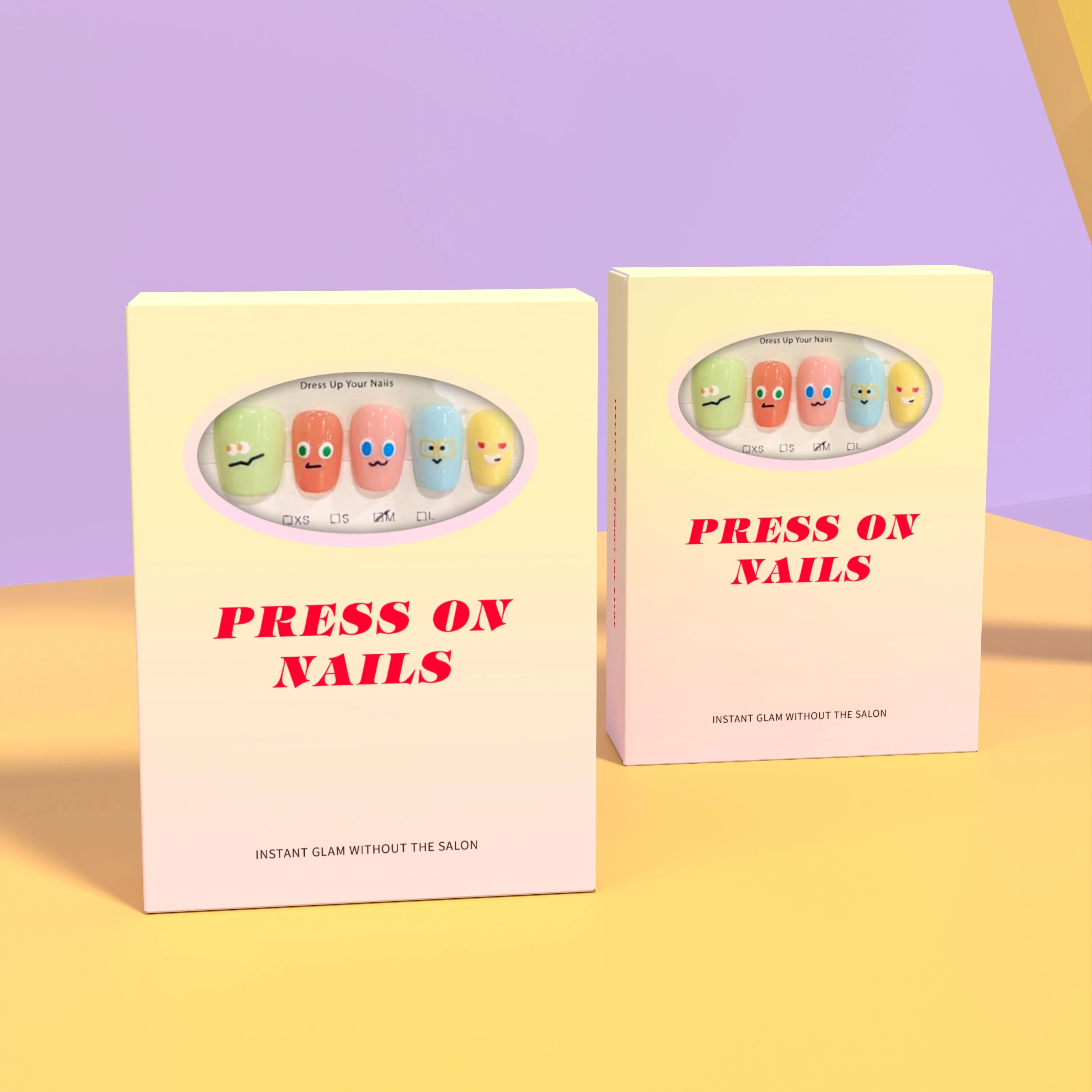 Wholesale Custom Logo Embossed Matt Laminated Recycled Press on Nails Box Packaging with Colourful Design
