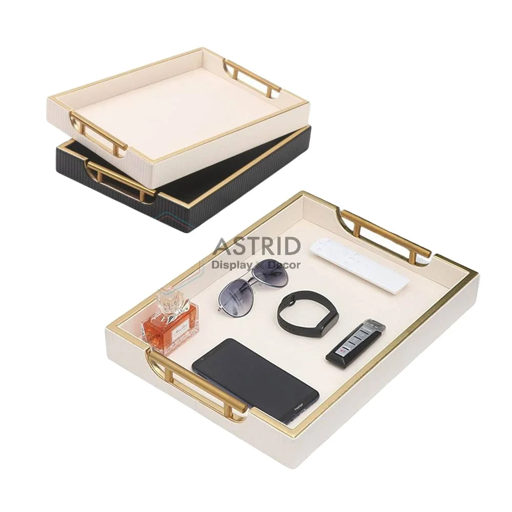Elegant Rectangle Household Window Display Decoration Tray for Candles Perfume Rings & Necklaces