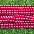 Wholesale Laboratory Cultured Ruby 4mm 6mm 8mm  Round Red Rubies Stone Beads Loose Bead for DIY Jewelry Making
