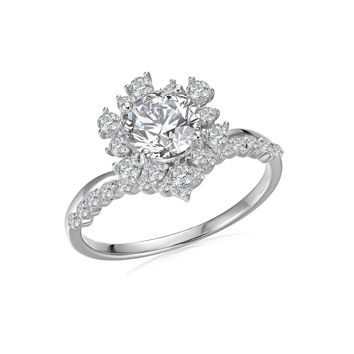 1CT Lab Made Gemstone Moissanite Diamond 925 Sterling Silver Custom Luxury Cluster Engagement Ring for Women Destiny Jewellery