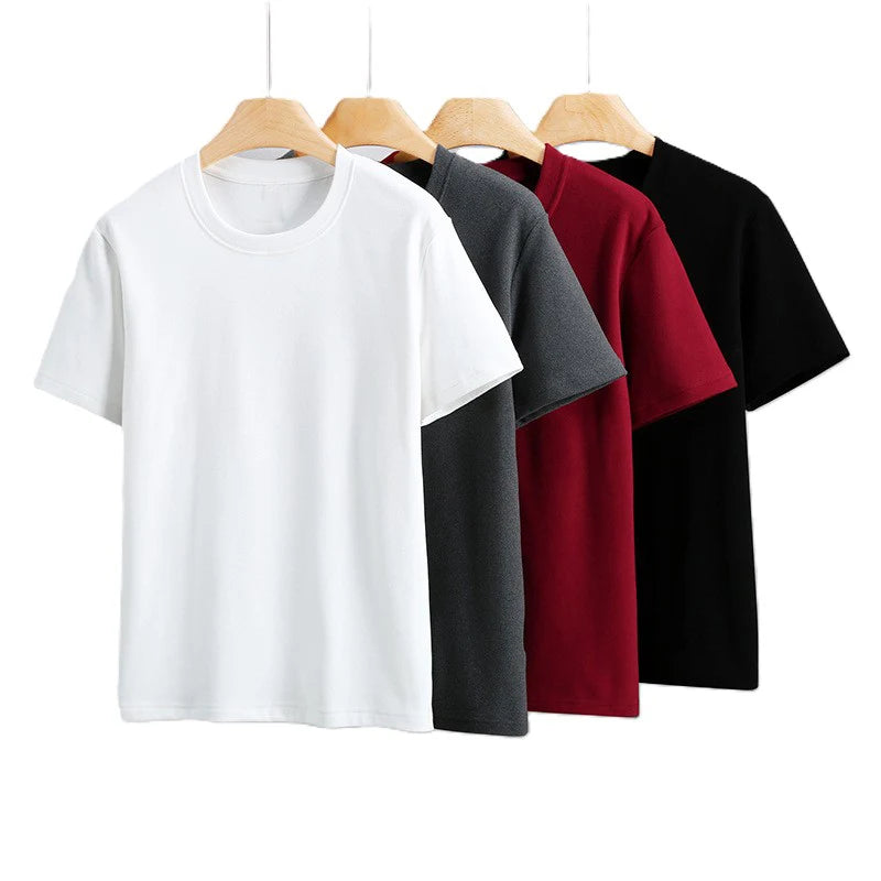 China Bangladesh Factory Price OEM Customized Logo Embroidery 280G Thermal Short Sleeve Men Round Neck Warm Base Layer T Shirt